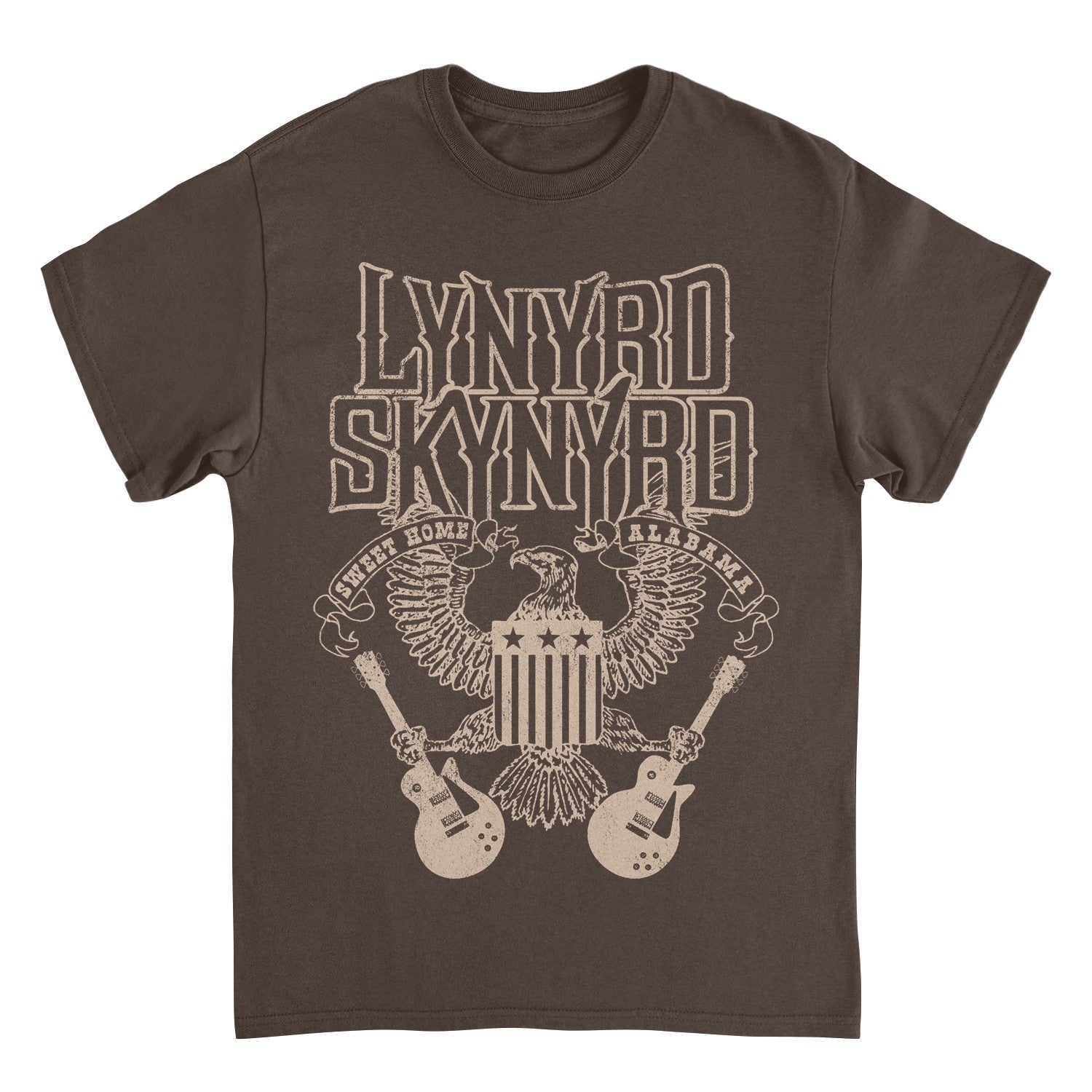 Lynyrd Skynyrd Sweet Home Alabama Mens T Shirt Dark Chocolate Brown Officially Licensed