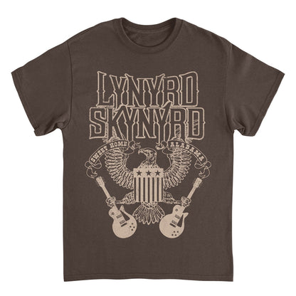 Lynyrd Skynyrd Sweet Home Alabama Mens T Shirt Dark Chocolate Brown Officially Licensed