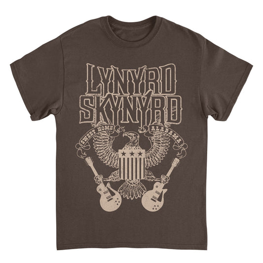 Lynyrd Skynyrd Sweet Home Alabama Mens T Shirt Dark Chocolate Brown Officially Licensed