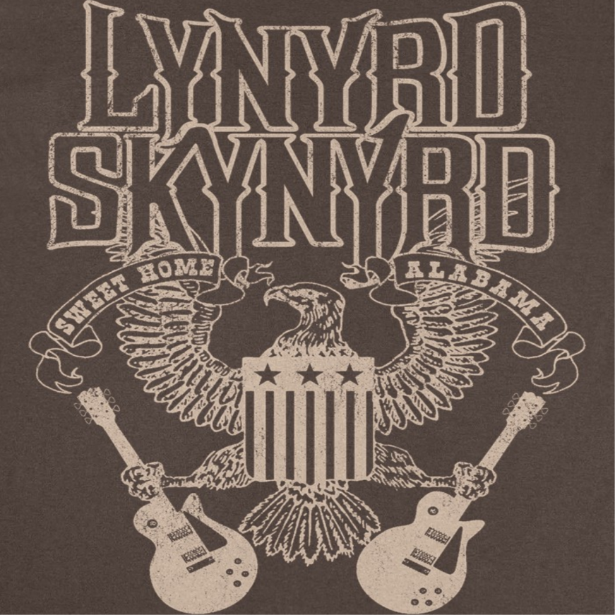 Lynyrd Skynyrd Sweet Home Alabama Mens T Shirt Dark Chocolate Brown Officially Licensed