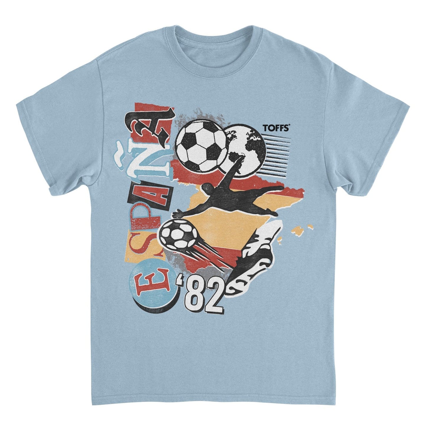 Toffs Retro Soccer Futbol Espana Mens T Shirt Light Blue Officially Licensed