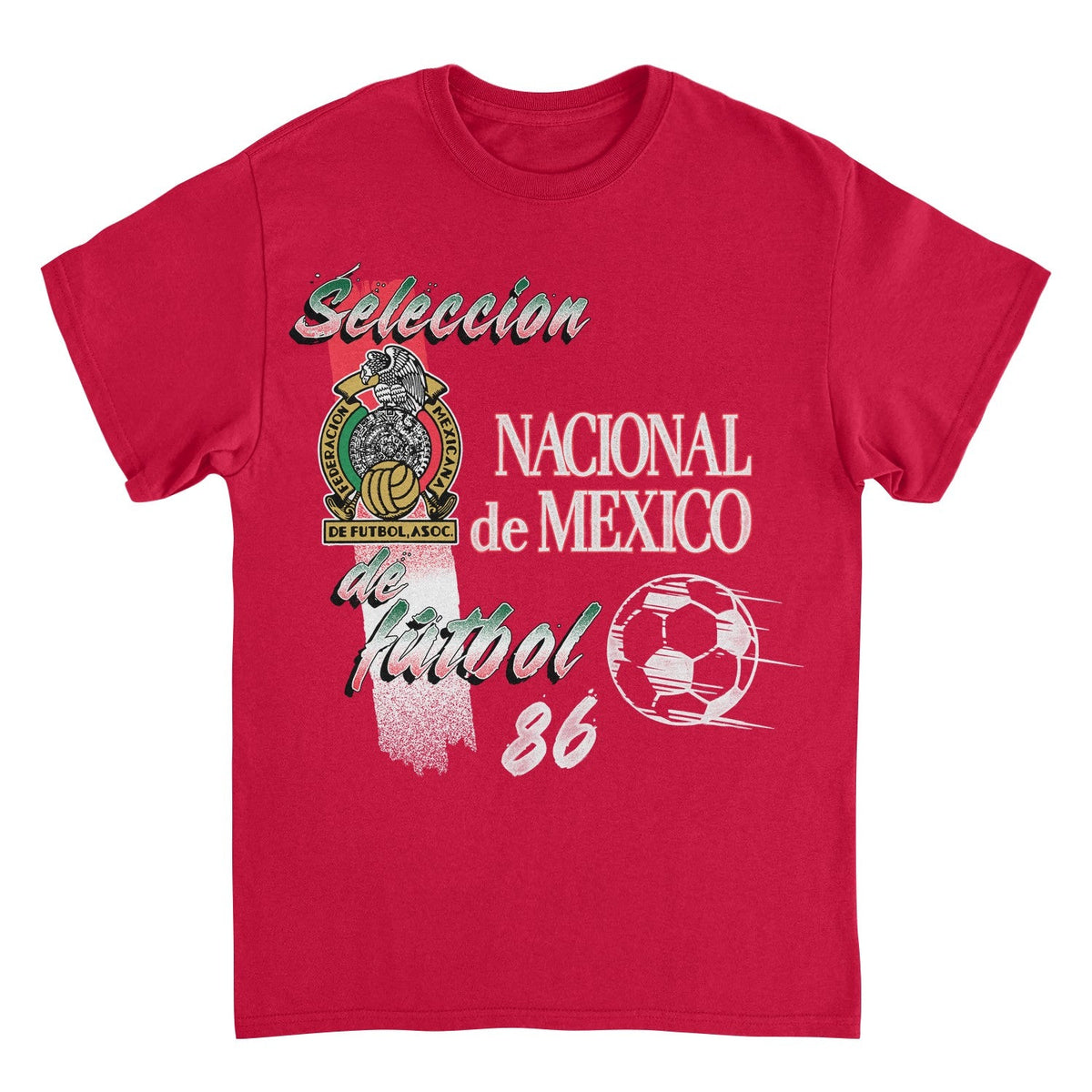 Toffs Retro Soccer Futbol Nacional De Mexico Mens T Shirt Red Officially Licensed