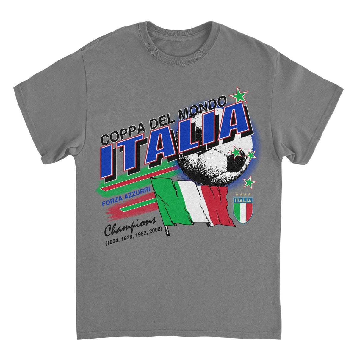Toffs Retro Soccer Futbol Copa Del Mundo Italia Mens T ShirtCharcoal Officially Licensed