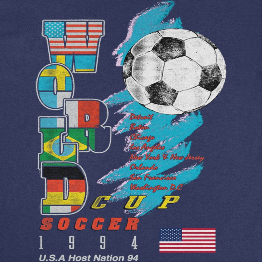 Toffs Retro Soccer Futbol World Soccer Cup Mens T Shirt Navy Blue Officially Licensed