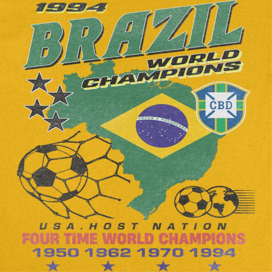 Toffs Retro Soccer Futbol Brazil World Mens T Shirt Gold Officially Licensed