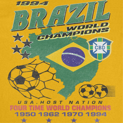 Toffs Retro Soccer Futbol Brazil World Mens T Shirt Gold Officially Licensed
