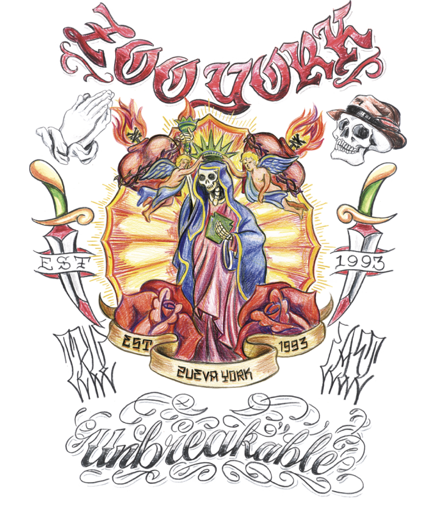 Zoo York Unbreakable Nueva York Street Art Mens T Shirt White officially Licensed