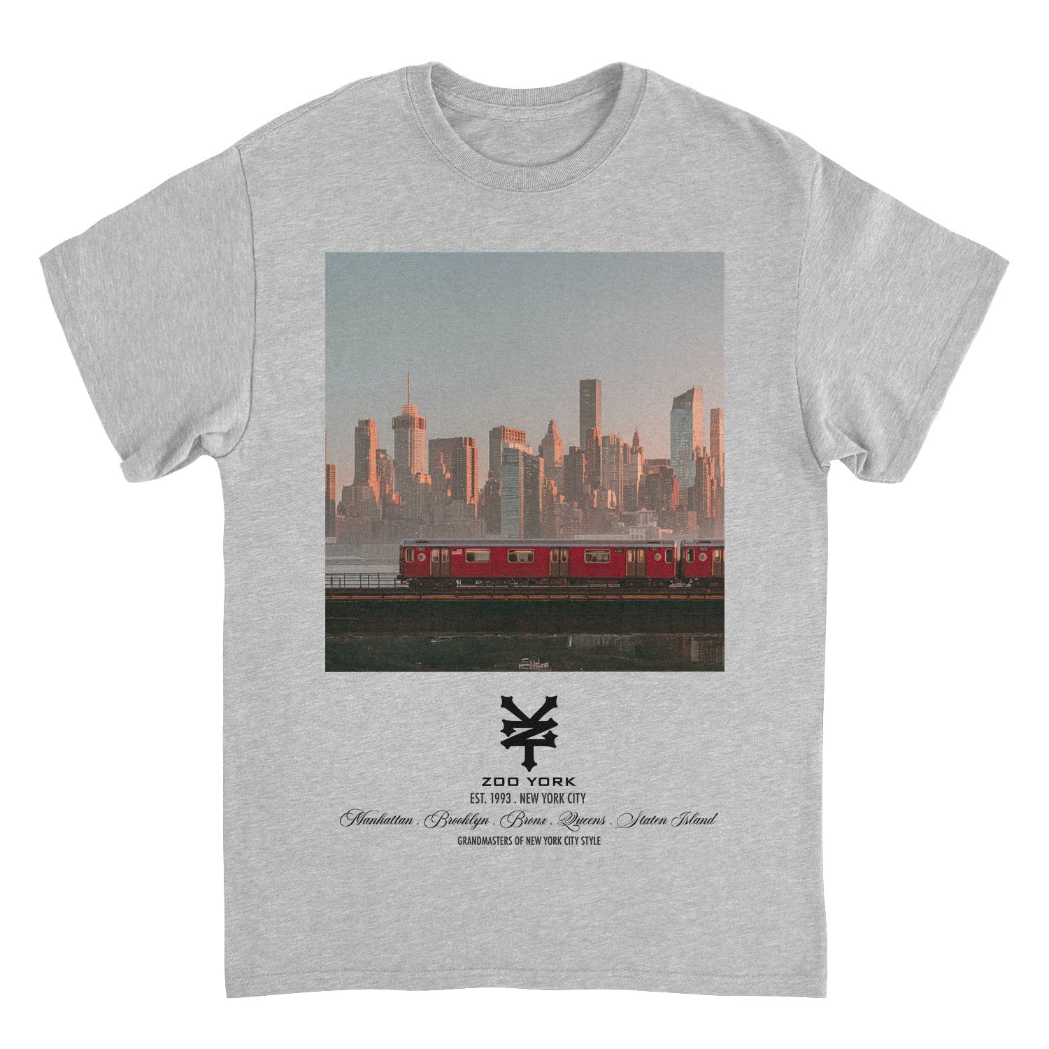 Zoo York Subway Skyline Nueva York Classic Panel Mens T Shirt Ash Grey Officially Licensed