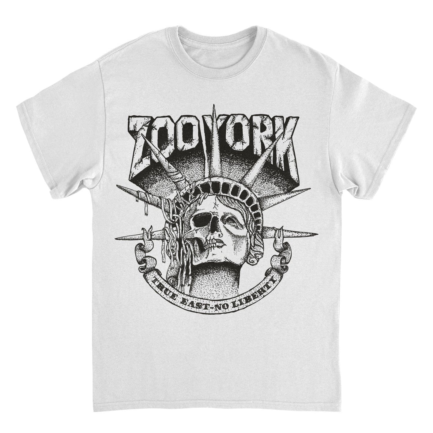 Zoo York True East No Liberty Skull Mens T Shirt White Officially Licensed