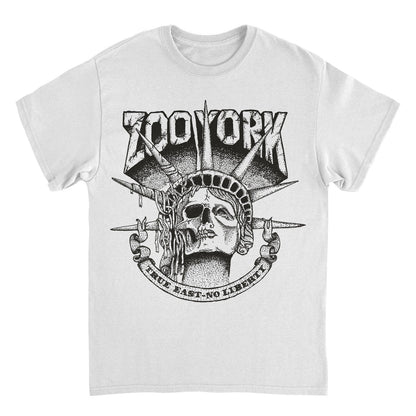 Zoo York True East No Liberty Skull Mens T Shirt White Officially Licensed