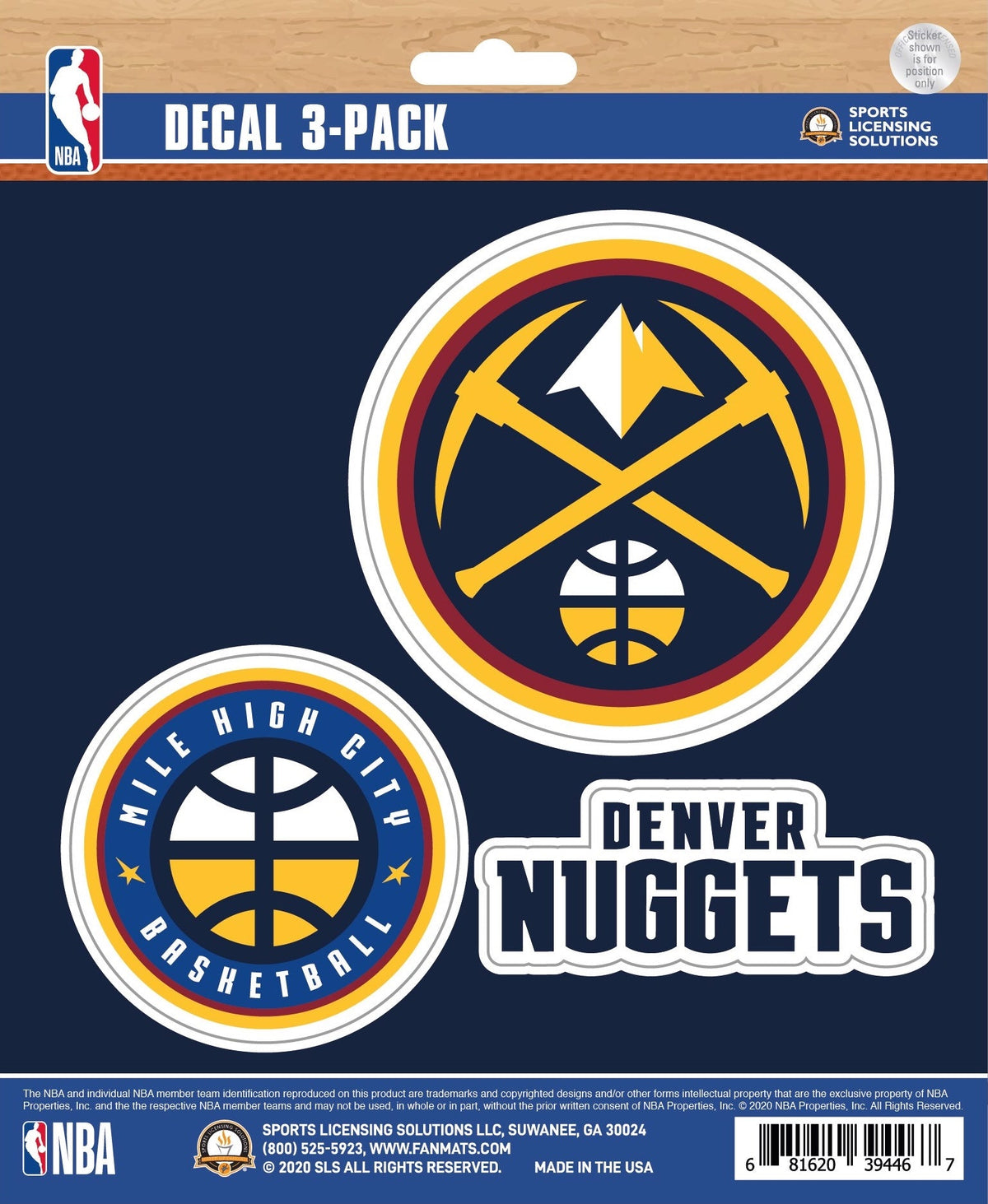NBA Official Team Sticker Mats - Set of 3 Stickers Officially Licensed