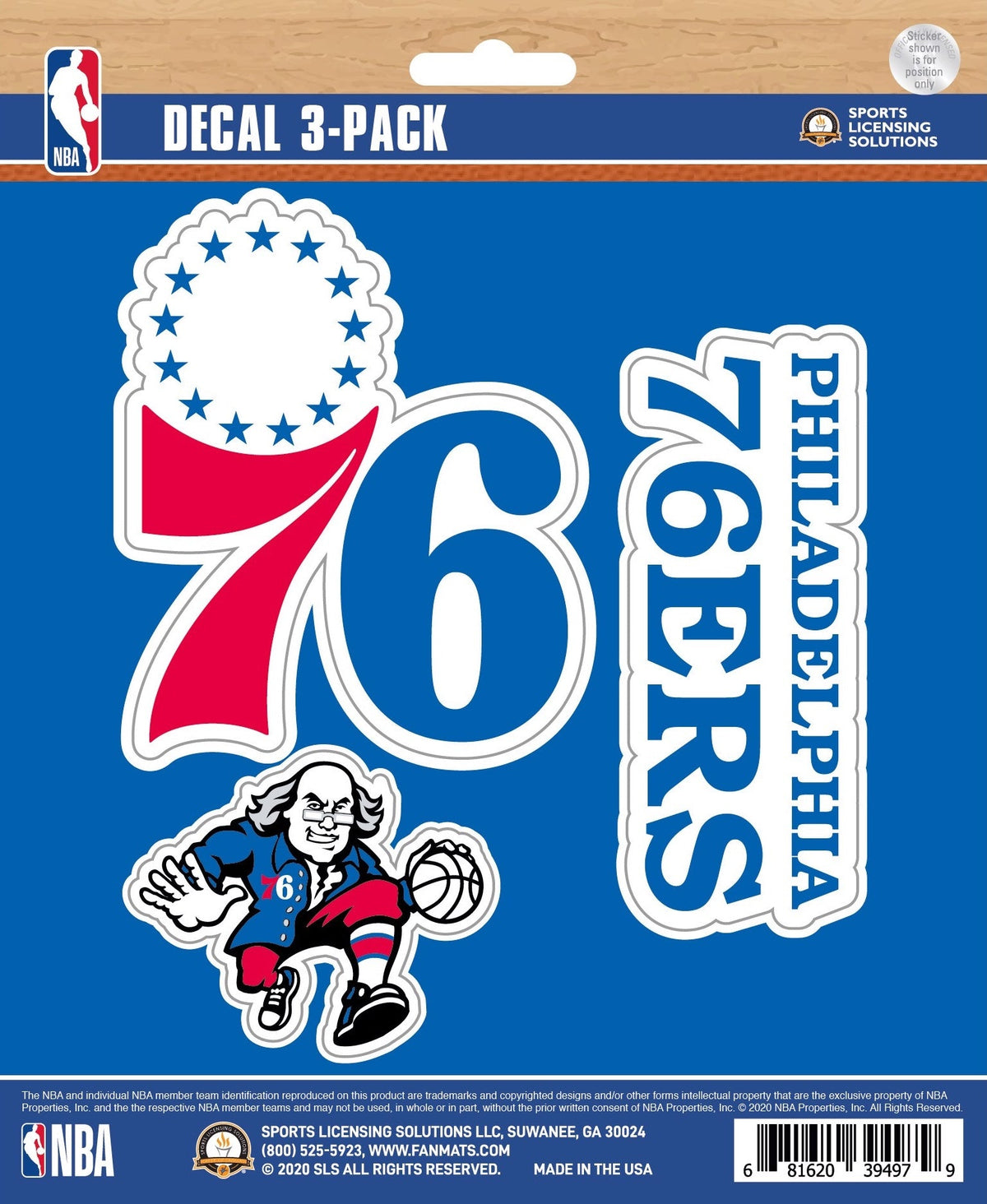 NBA Official Team Sticker Mats - Set of 3 Stickers Officially Licensed