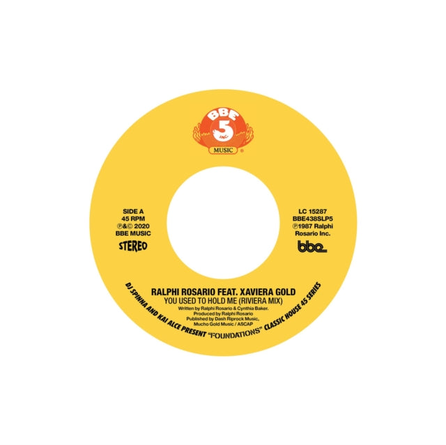 Dj Spinna - Foundations - Classic House 45 Series Part 5: Ralphi Rosario Ft Xaviera Gold - You Used To Hold Me - 7 Inch Vinyl Record