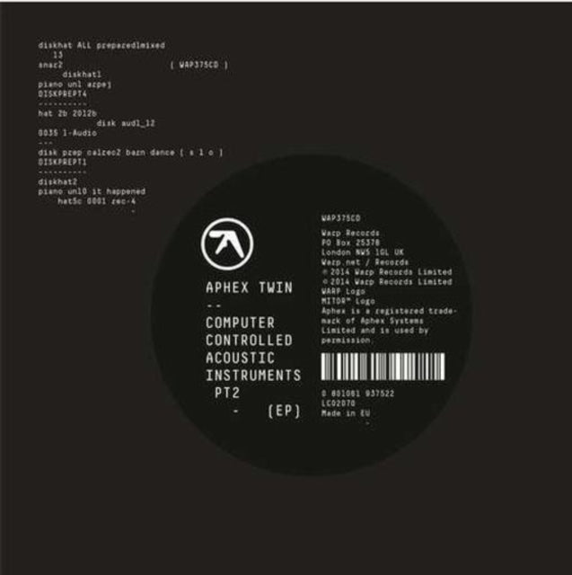 Aphex Twin - Computer Controlled Acoustic Instruments Pt.2 Ep  Music CD