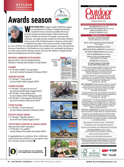 Outdoor Canada - Hunting Special 2025: Secret Buck Hideouts, Predator Hunts, Waterfowl Decoys, Air Rifle Hunting Guide, Overcome Fear Of The Dark, Expert Hunting Strategies For Success & More!