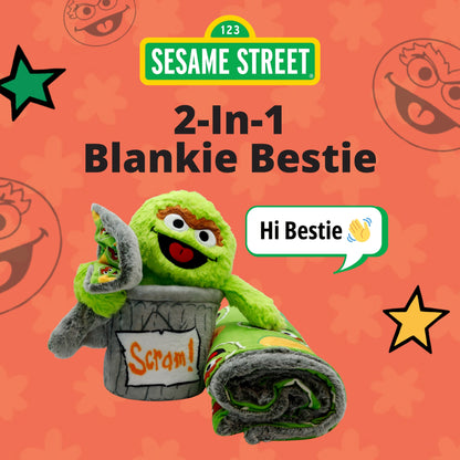 Sesame Street | Oscar The Grouch Blankie Bestie 2-in-1 Blanket & Plush