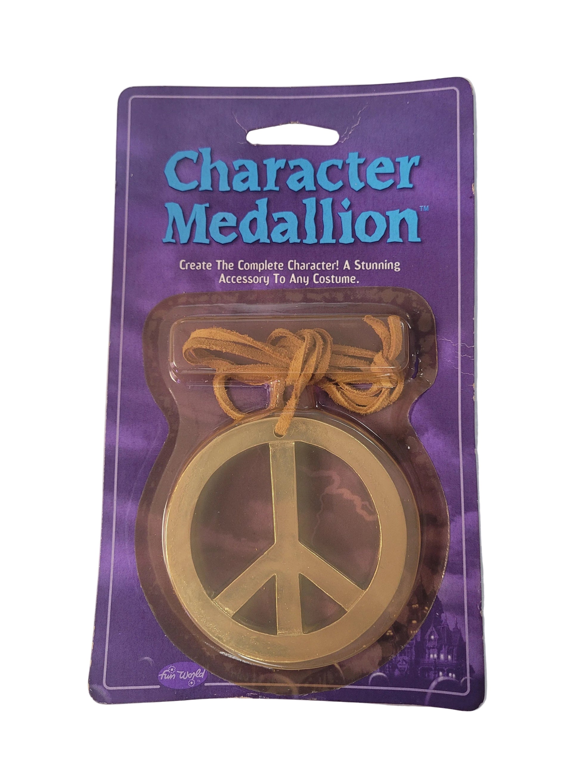Character Medallion Gold Peace Sign Necklace