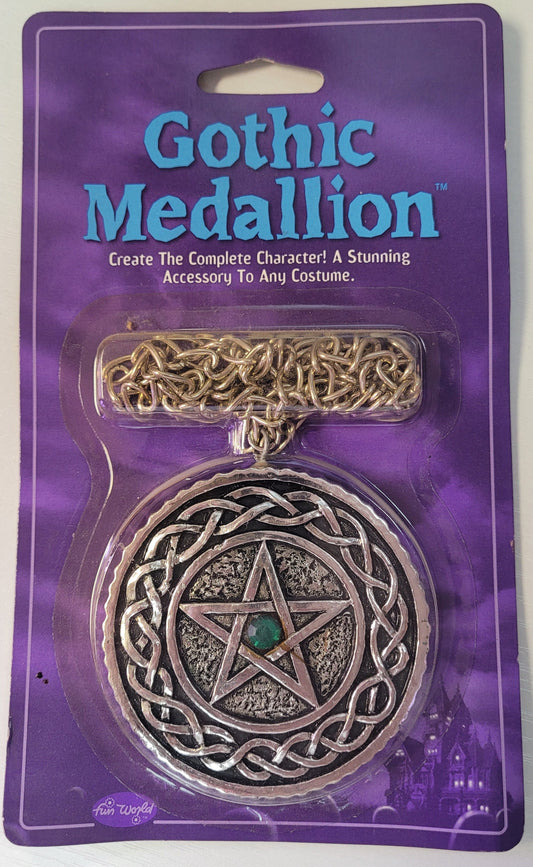 Gothic Medallion Star Pentagram Green Gem Accessory
