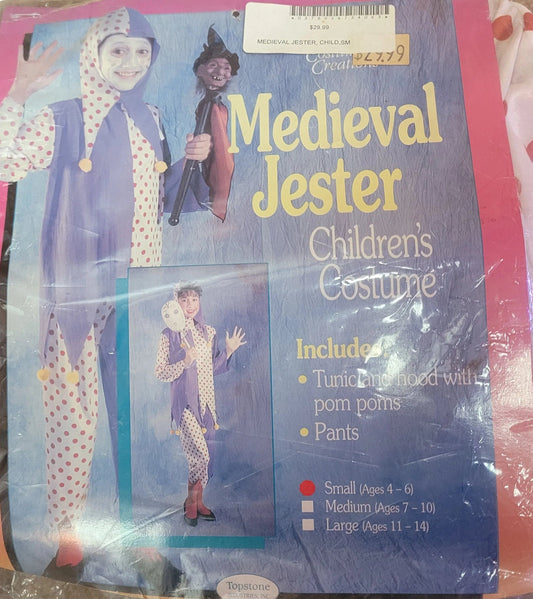 Vintage Medieval Jester Child Costume Small