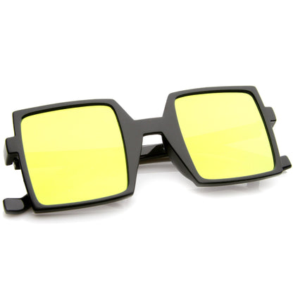 1950's Retro TV Block Flash Mirror Lens Square Sunglasses A290
