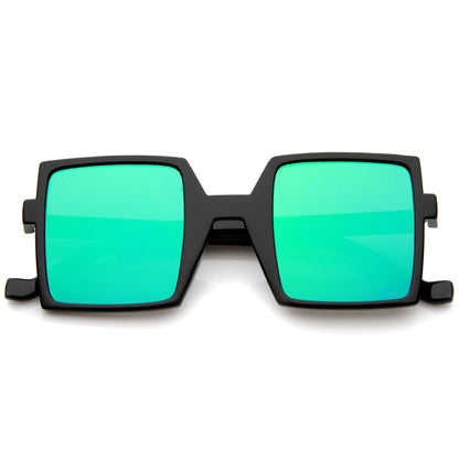 1950's Retro TV Block Flash Mirror Lens Square Sunglasses A290