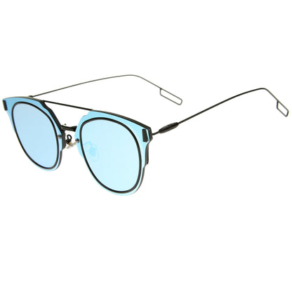 Minimal Wire Inner Rim Flat Color Mirror Lens Sunglasses A361