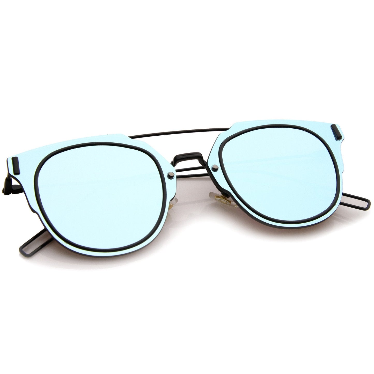 Minimal Wire Inner Rim Flat Color Mirror Lens Sunglasses A361
