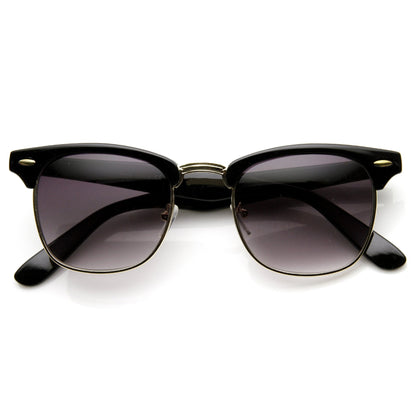 Indie Half Frame Horned Rim Vintage Inspired Sunglasses 2934