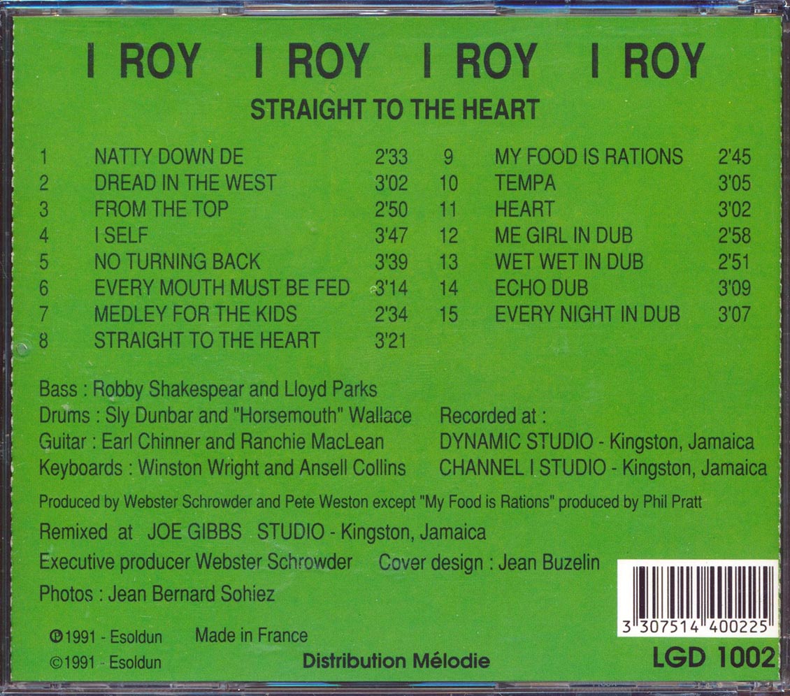 I Roy - Straight To The Heart Music CD