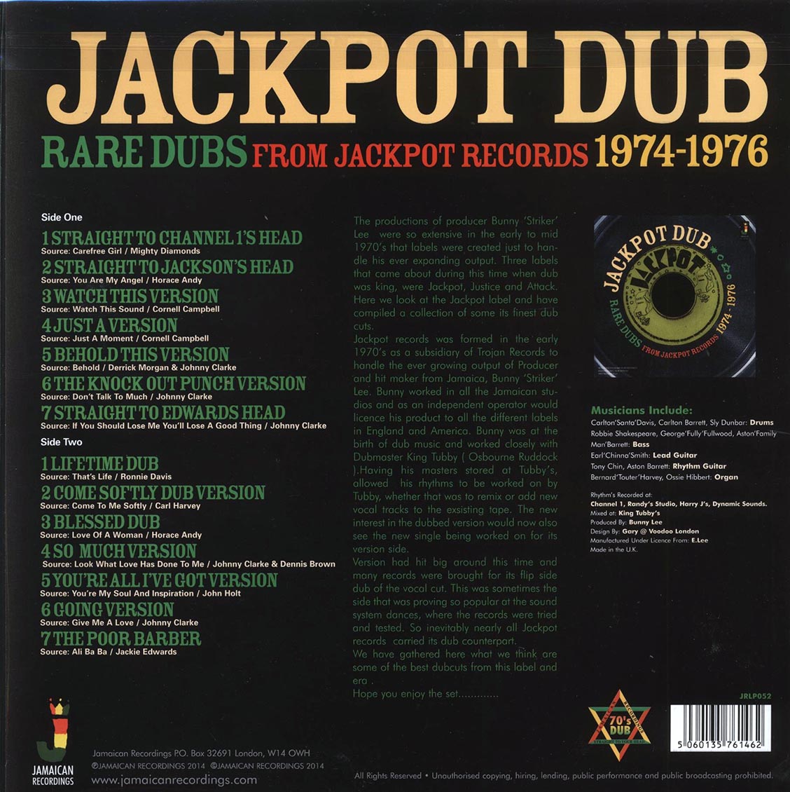 The Aggrovators - Jackpot Dub: Rare Dubs From Jackpot Records 1974-1976 (180g) Vinyl Record