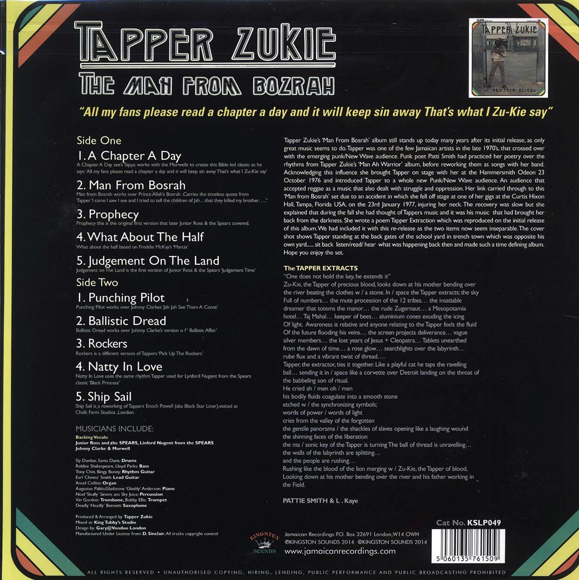 Tappa Zukie - The Man From Bozrah (180g) Vinyl Record