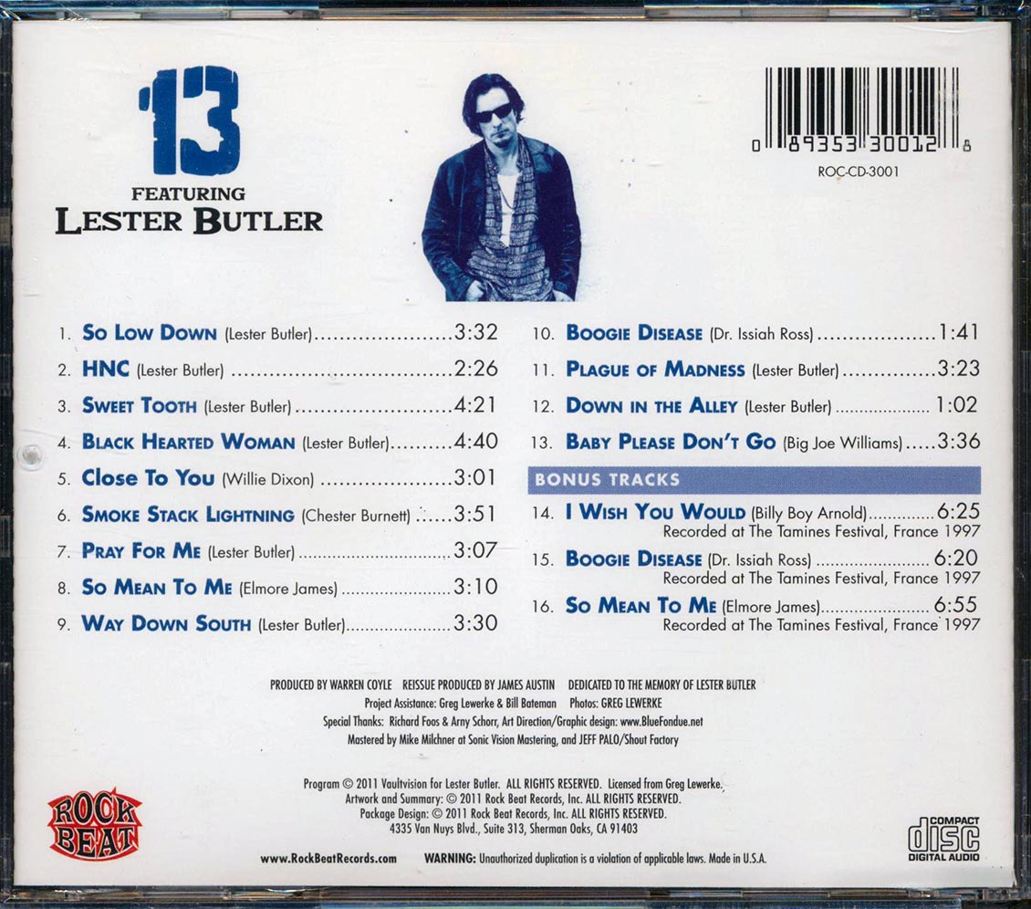13 Featuring Lester Butler - 13 Featuring Lester Butler Music CD