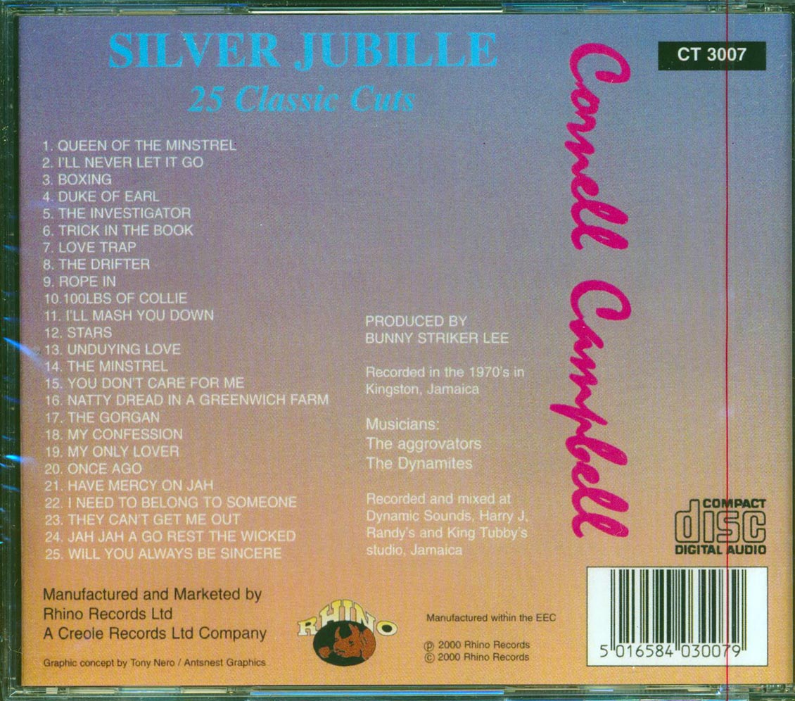 Cornell Campbell - Silver Jubilee: 25 Classic Cuts (25 tracks) Music CD
