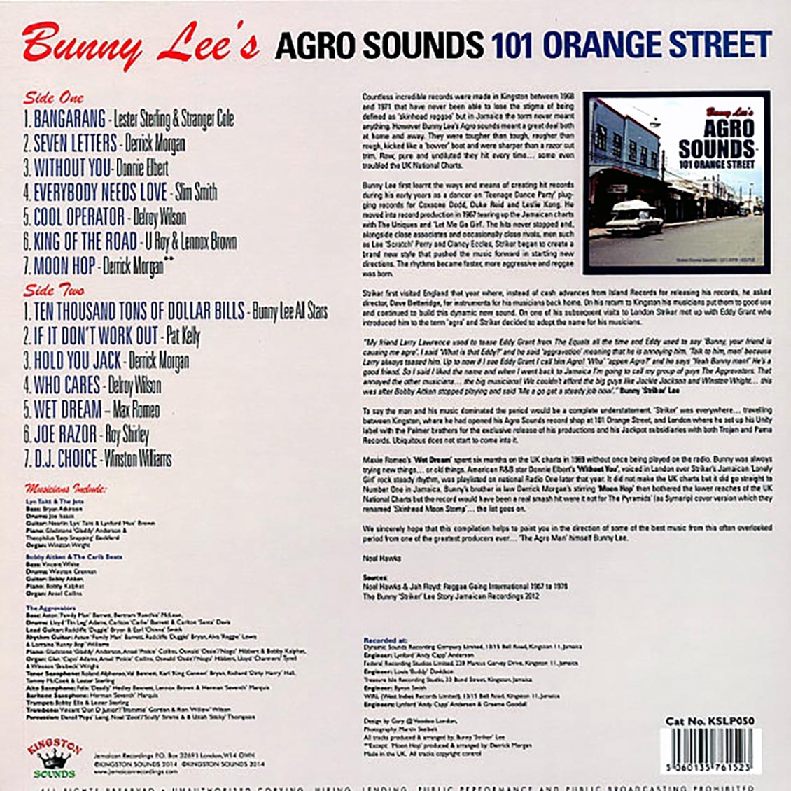 Delroy Wilson, Slim Smith, Lester Sterling, Etc. - Bunny Lee's Agro Sounds: 101 Orange Street (180g) Vinyl Record