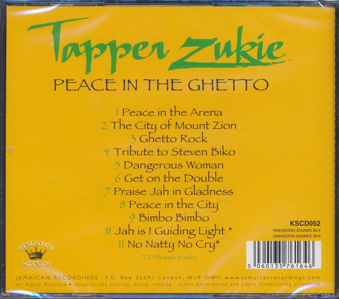 Tappa Zukie - Peace In The Ghetto Music CD