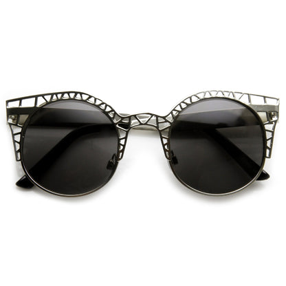 Women's Indie Round Metal Laser Cut Mesh Cat Eye 9432