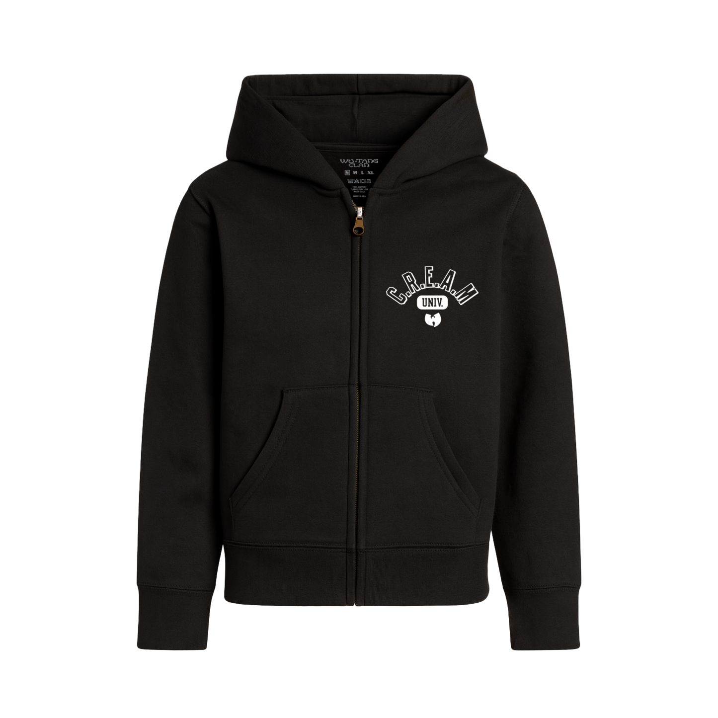 Wu-Tang Clan Officially Licensed Youth Kids C.R.E.A.M. University Zip Up Hoodie Black