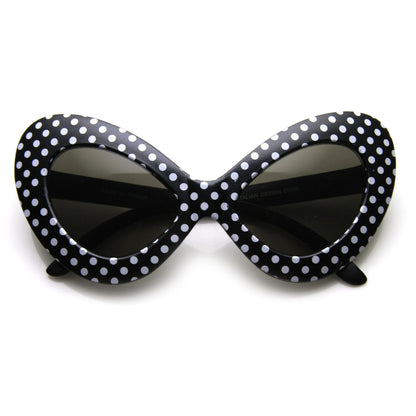1950's Retro Womens Fashion Oversize Polka Dot Novelty Cat Eye Sunglasses 9549