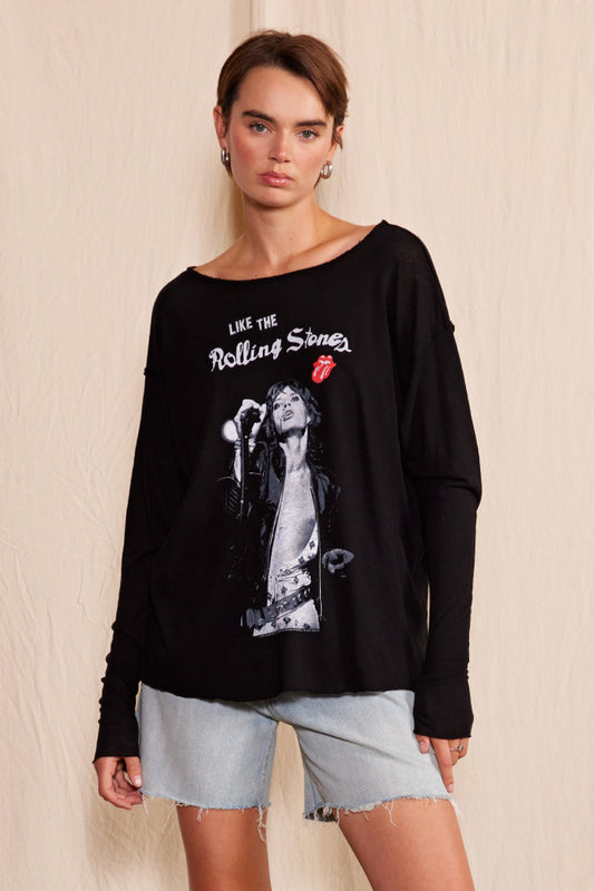 Like The Rolling Stones Womens Long Sleeve Tee Shirt Black