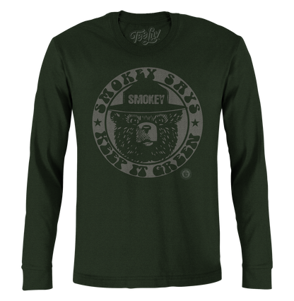 Smokey "Keep It Green" Long Sleeve T Shirt Officially Licensed - Green