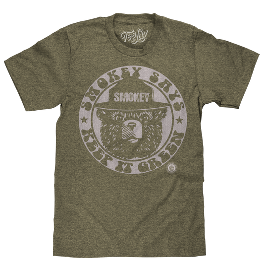 Smokey Bear Keep it Green Logo Mens T Shirt Officially Licensed Green