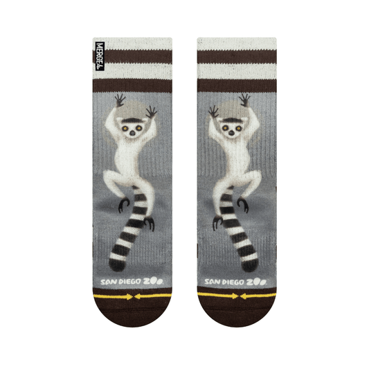 San Diego Zoo Ring-Tailed Lemur Youth Crew Socks