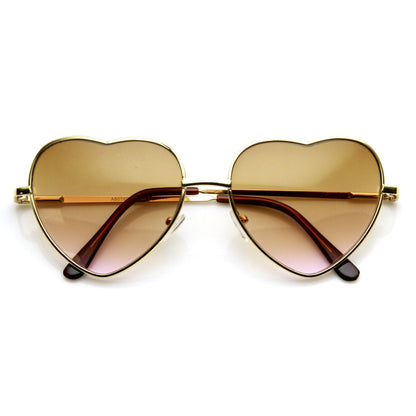 Cute Metal Heart Shape Rainbow Color Lens Sunglasses 9205
