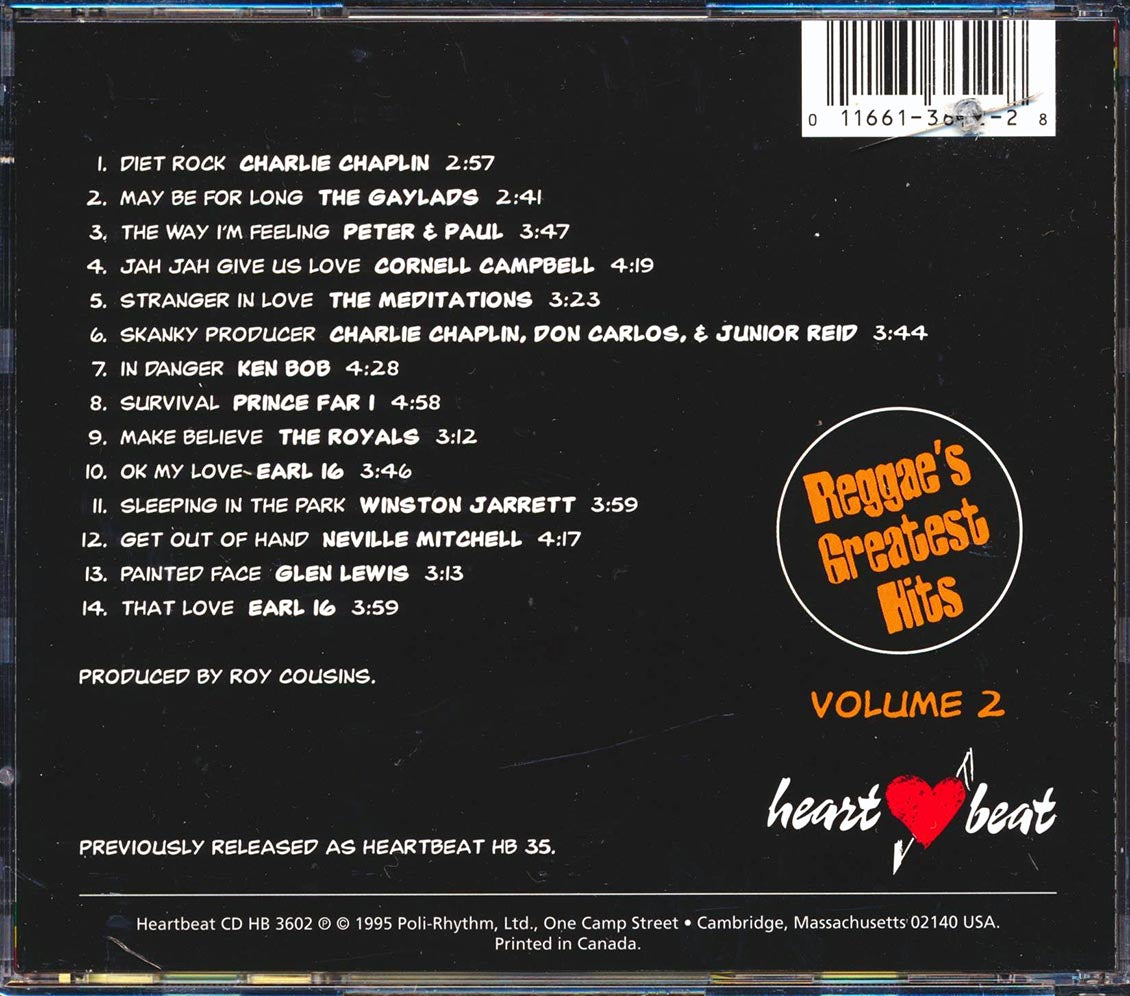 Winston Jarrett, Cornell Campbell, Prince Far I, Earl Sixteen, Charlie Chaplin, Etc. - Reggae's Greatest Hits 2 (marked/ltd stock) Music CD