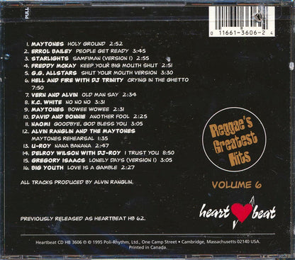 Maytones, KC White, Freddie McKay, Delroy Wilson, U Roy, Etc. - Reggae's Greatest Hits 6 Music CD