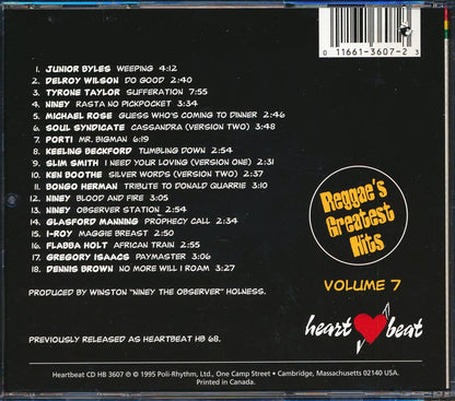 Jr. Byles, Flabba Holt, Bongo Herman, Gregory Isaacs, Etc. - Reggae's Greatest Hits 7 (marked/ltd stock) Music CD