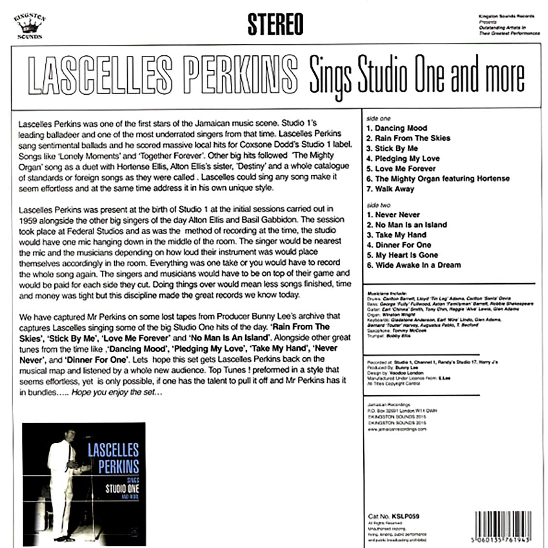 Lascelles Perkins - Sings Studio One And More (180g) Vinyl Record