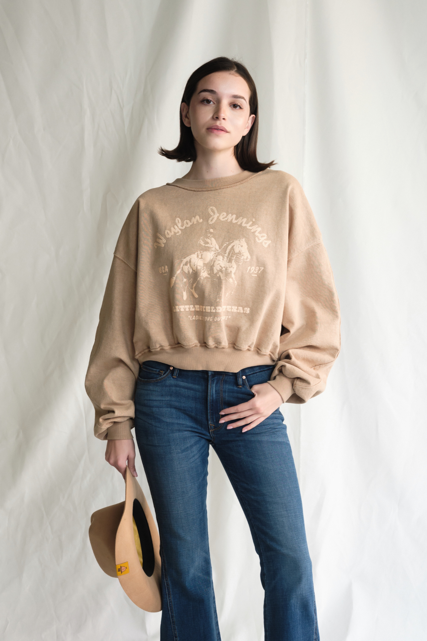 Waylon Jennings Hometown Womens Sweatshirt