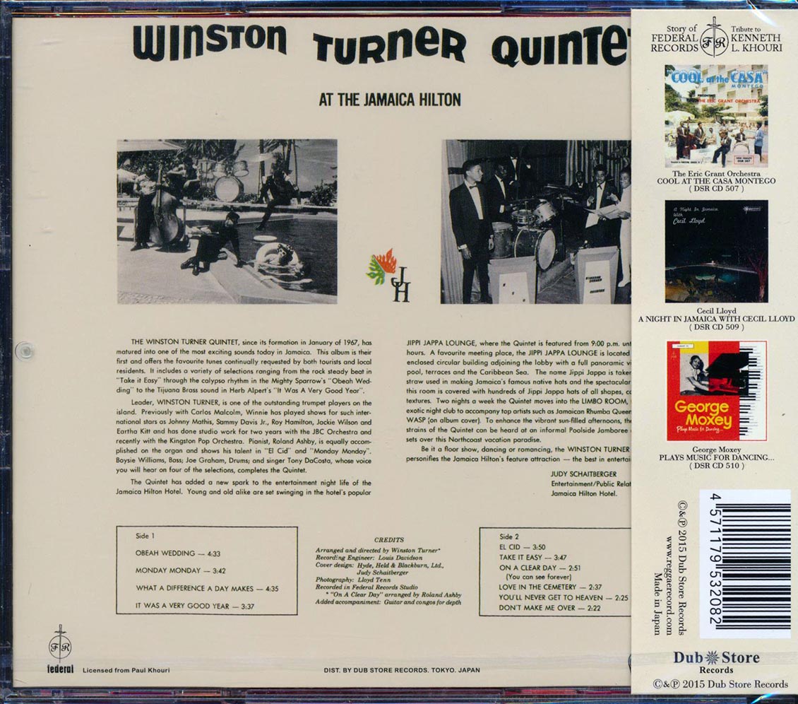 Winston Turner Quintet - At The Jamaica Hilton In The Jippi Jappa Lounge (Japan) Music CD