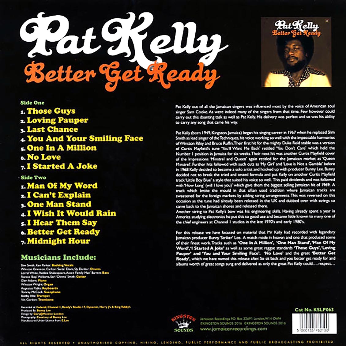 Pat Kelly - Better Get Ready (180g) Vinyl Record